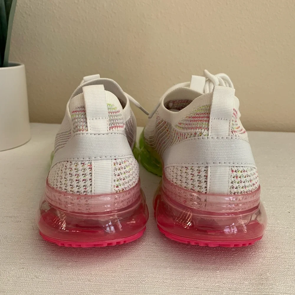 New La Sheela White Elastic Mesh Lace Slip On Fashion Sneakers Women’s 8 - Picture 11 of 13